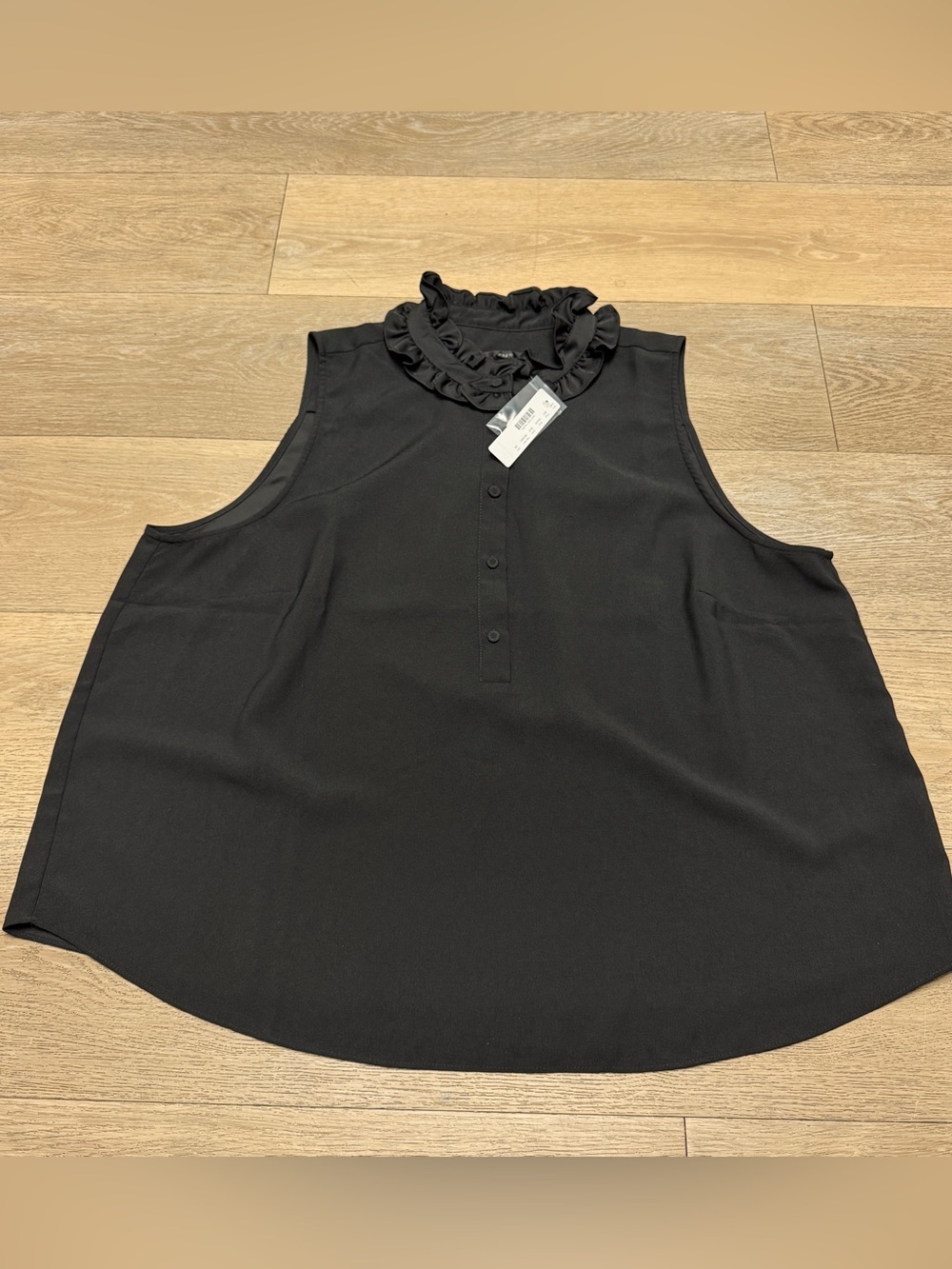 🆕 J Crew Black Ruffleneck Sleeveless Top Size 2X NWT
